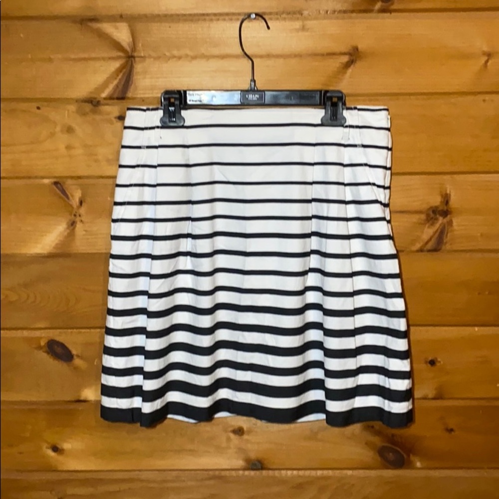White House Black Market white black striped skirt